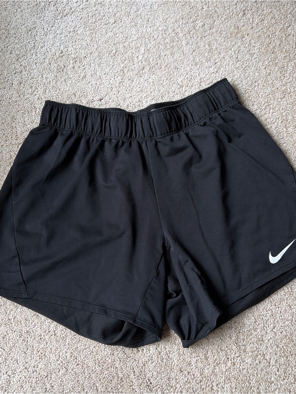 Nike Women's Black Running Shorts with White Swoosh